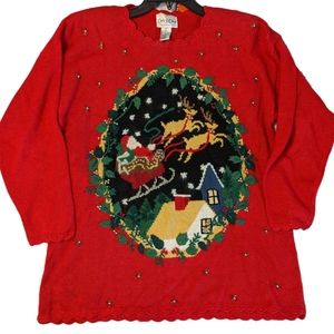 Carly St. Clair Size L Vintage Red Christmas Sweater‎